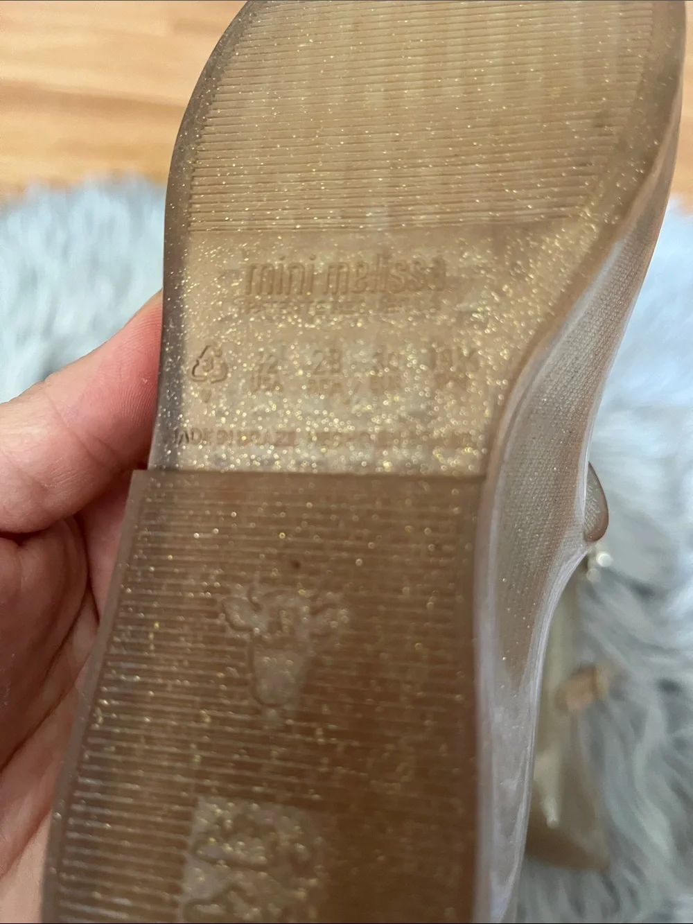 Mini Melissa Sparkling Gold Butterfly Mary Jane Flats
